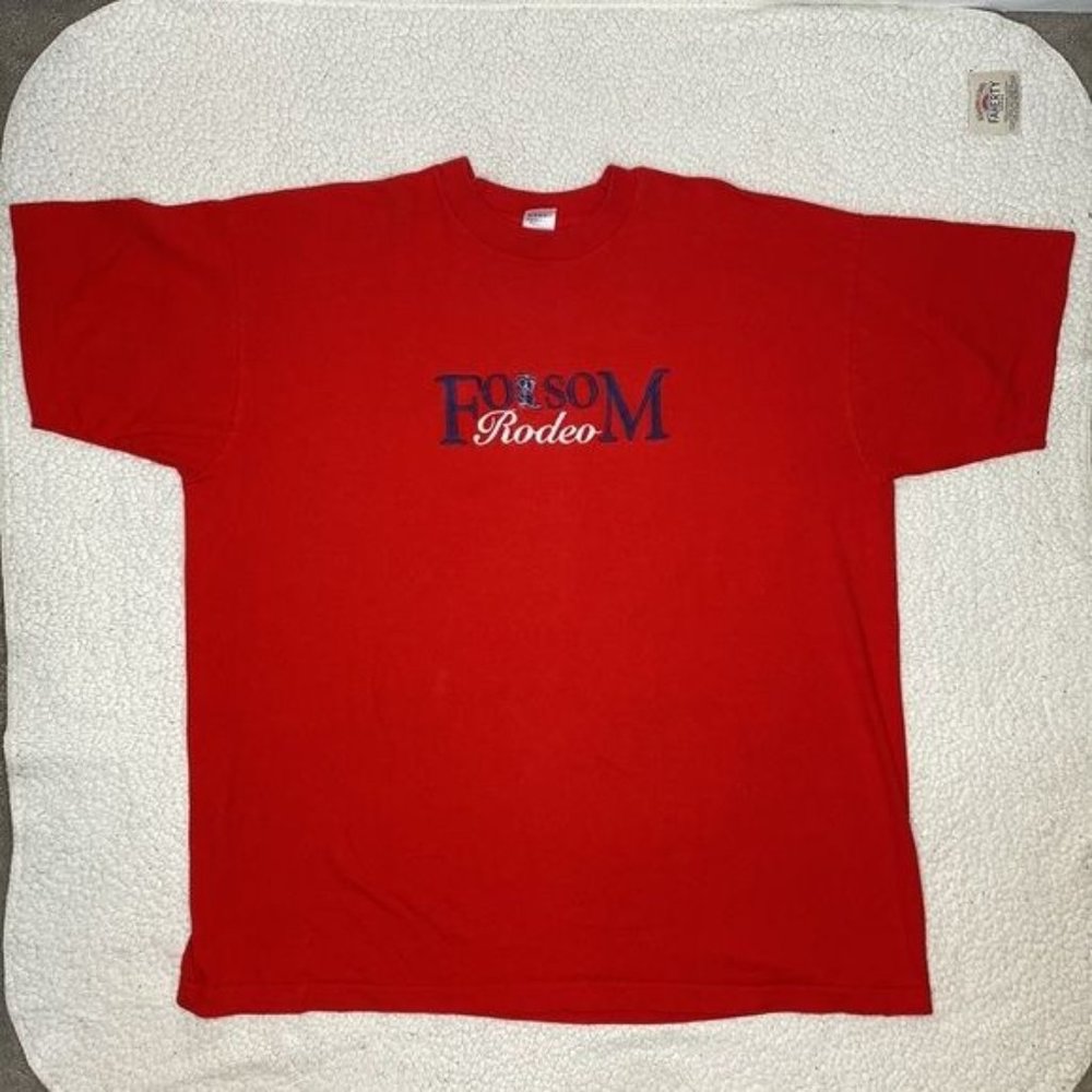 Single Stitch Folsom Rodeo Embroidered T-Shirt: Size XXL